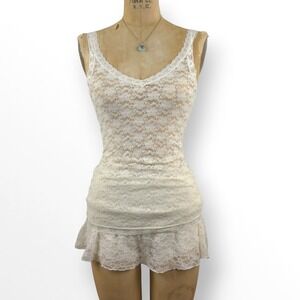 Coquette Lace Sheer Cami Fitted Romantic Dainty Fairycore Size M